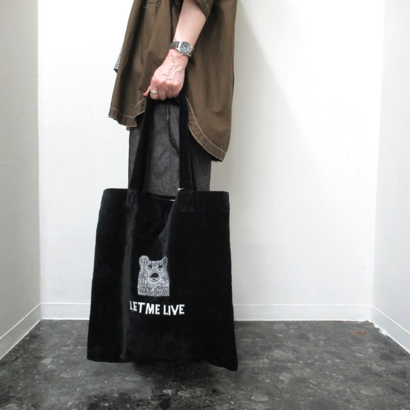 LET ME LIVE <北極熊救済＞刺繍バック /BK